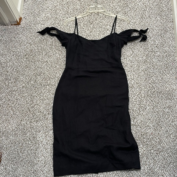 Abercrombie & Fitch off the shoulder black linen dress 2 NWT - Picture 6 of 10